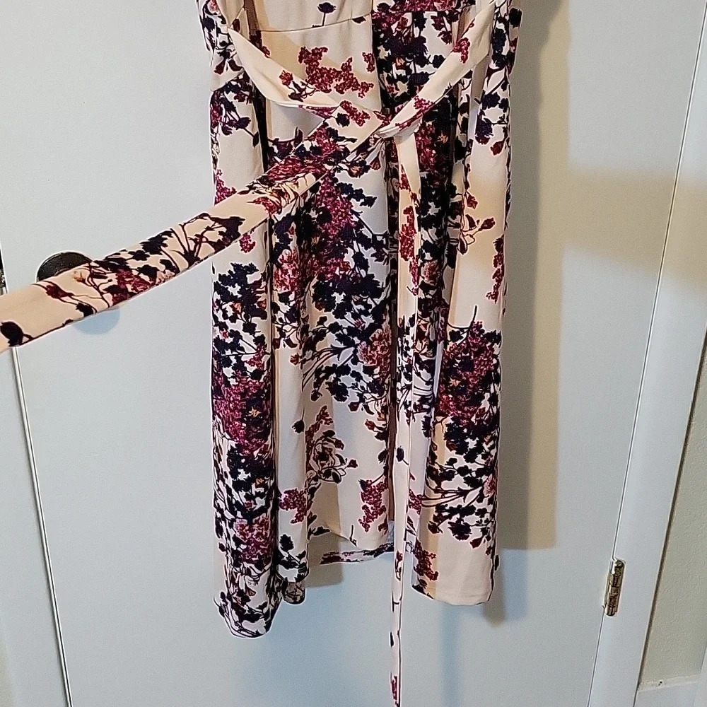 Lane Bryant Floral Black and Pink Fit and Flare Midi Dress - Picture 4 of 9